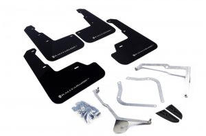 Subaru WRX Mud Flaps - Front + Rear - Rally Armor - UR Black Flap/Silver Logo - Black - `15-`21