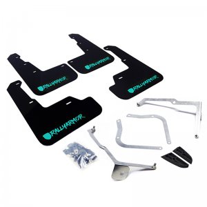 Subaru WRX Mud Flaps - Front + Rear - Rally Armor - UR Series Premium Urethane - Black with Teal Logo - `15-`21