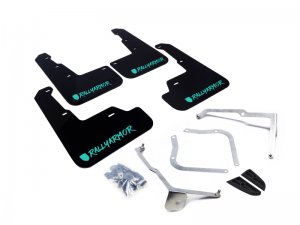 Subaru WRX Mud Flaps - Front + Rear - Rally Armor - UR Series Premium Urethane - Black with Teal Logo - `15-`21