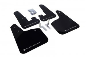 Subaru Legacy Mud Flap Kit - Front + Rear - Rally Armor - UR Silver Logo - Black - `10-`14