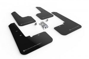 Subaru Outback Mud Flap Kit - Front + Rear - Rally Armor - UR Series - Black with Silver Logo - `20-`25