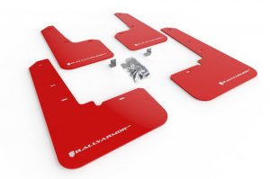 Subaru Outback Mud Flap Kit - Front + Rear - Rally Armor - UR Red Flap/White Logo - Red - `20-`25