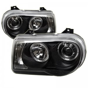Chrysler 300C Headlight Set - SPYDER - LED Halo Projector - Black - `05-`10