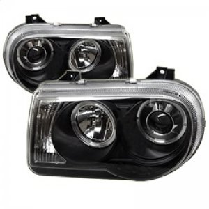 Chrysler 300C Headlight Set - SPYDER - LED Halo Projector - Black - `05-`10