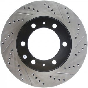 Toyota Tacoma Brake Rotor (1) - Front Left - Stoptech - Drilled & Slotted - Black - `05-`19