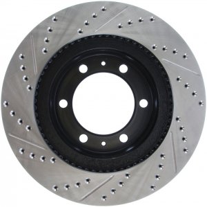 Toyota Tacoma Brake Rotor (1) - Front Left - Stoptech - Drilled & Slotted - Black - `05-`19