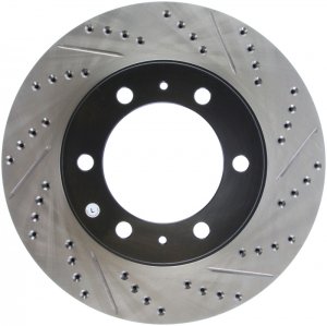 Toyota Tacoma Brake Rotor (1) - Front Left - Stoptech - Drilled & Slotted - Black - `05-`19
