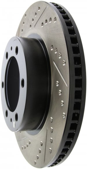 Toyota Tacoma Brake Rotors (1) - Front Right - Stoptech - Drilled/Slotted - Black - `05-`19