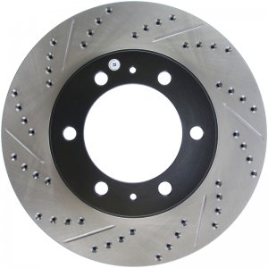 Toyota Tacoma Brake Rotors (1) - Front Right - Stoptech - Drilled/Slotted - Black - `05-`19