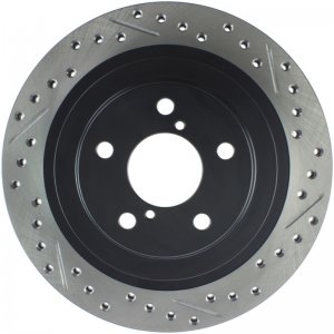 Subaru Legacy Brake Rotor (1) - Rear Left - Stoptech - Drilled/Slotted Sport Rotors - Black - `05-`09