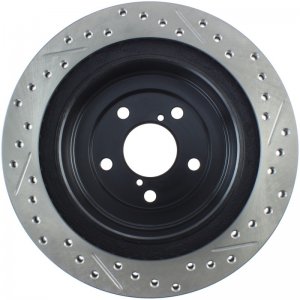 Subaru Legacy Brake Rotor (1) - Rear Right - Stoptech - Slotted & Drilled - Black - `05-`09