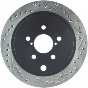 Subaru Legacy Brake Rotor (1) - Rear Left - Stoptech - Drilled/Slotted - Black - `10-`14