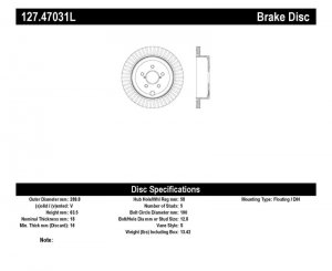 Subaru Outback Brake Rotor (1) - Rear Left - Stoptech - Drilled/Slotted - Black - `10-`14