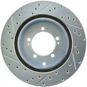 Mitsubishi Lancer Brake Rotor (1) - Front Right - Stoptech - Select Sport Drilled & Slotted - Black - `03-`06