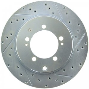 Mitsubishi Lancer Brake Rotor (1) - Front Right - Stoptech - Select Sport Drilled & Slotted - Black - `03-`06