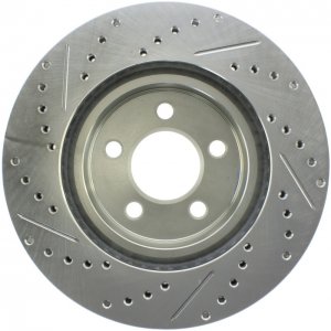 Dodge Charger Brake Rotor (1) - Front Left - Stoptech - Slotted & Drilled, Zinc Coated - Black - `06-`19