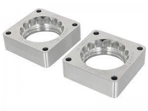 Nissan 370Z Throttle Body Spacer - aFe - Silver Bullet, Serrated/ Helix Design - `09-`18