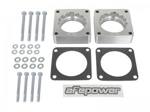 Nissan 370Z Throttle Body Spacer - aFe - Silver Bullet, Serrated/ Helix Design - `09-`18