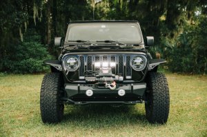 Jeep Gladiator Mounting Brackets - Behind Grille - Rugged Ridge - LED Grille Mount Bracket - Black - `20-`21