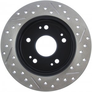 Honda Civic Brake Rotor (1) - Rear Right - Stoptech - Slotted & Drilled - Black - `06-`15