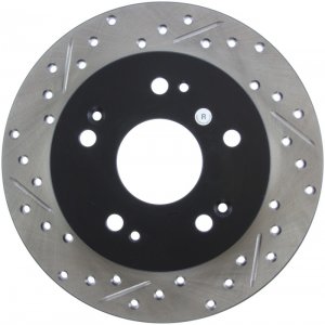 Honda Civic Brake Rotor (1) - Rear Right - Stoptech - Slotted & Drilled - Black - `06-`15