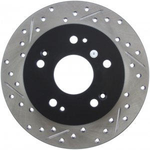 Honda Civic Brake Rotor (1) - Rear Right - Stoptech - Slotted & Drilled - Black - `06-`15