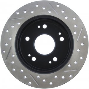 Honda Civic Brake Rotor (1) - Rear Right - Stoptech - Slotted & Drilled - Black - `06-`15