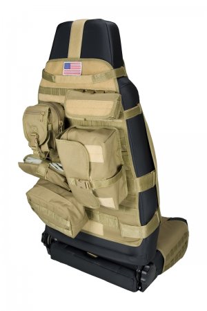 Jeep Gladiator Seat Cover - Front - Rugged Ridge - Cargo Seat Cover w/Molle Pals System; 7 Pouches - Tan - `20-`22