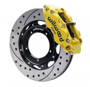 Porsche 911 Brake Kit - Front - Wilwood - Drilled & Slotted Rotors + Superlite Pads + Caliper Covers - Yellow - `69-`74