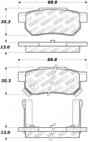 Honda Civic Brake Pads - Rear - Stoptech - Street Select - `92-`00