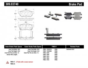 Honda Civic Brake Pads - Rear - Stoptech - ST Sport - `92-`00