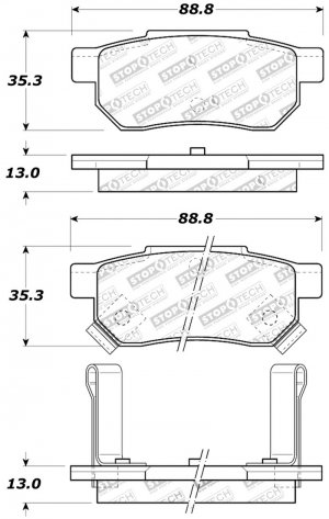 Honda Civic Brake Pads - Rear - Stoptech - ST Sport - `92-`00