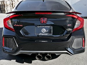 Honda Civic Performance Exhaust - Rear - aFe - Takeda 3in 304 SS Cat-Back Exhaust w/ Dual Center Black Tips - Black - 1.5L - `17-`20
