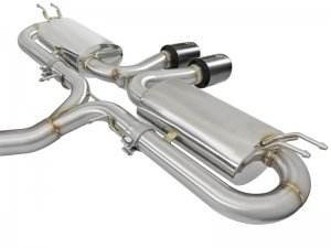 Honda Civic Performance Exhaust - Rear - aFe - Takeda 3in 304 SS Cat-Back Exhaust w/ Dual Center Black Tips - Black - 1.5L - `17-`20
