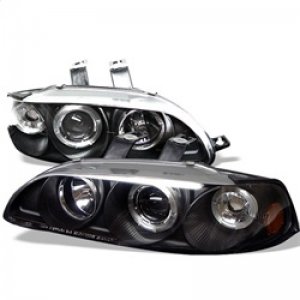 Honda Civic Headlights - SPYDER - 1PC Projector LED Halo Amber Reflector - Black - `92-`95