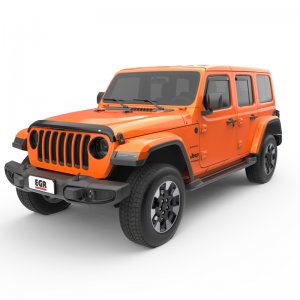 Jeep Wrangler JL In-Channel Window Visors Set (4) - Front + Rear - EGR - SlimLine - Dark Smoke - 2018