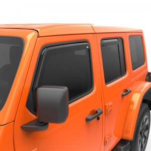 Jeep Wrangler JL In-Channel Window Visors Set (4) - Front + Rear - EGR - SlimLine - Dark Smoke - 2018