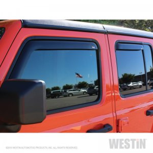 Jeep Wrangler JL Wind Deflector - Side - Westin - In-Channel - Smoke - `18-`23