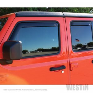 Jeep Wrangler JL Wind Deflector - Side - Westin - In-Channel - Smoke - `18-`23