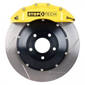 Porsche 911 Brake Kit - Front - Stoptech - Slotted/Drilled Rotors + Street Performance Pads + ST-60 Caliper - Yellow - `05-`10