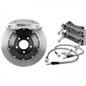 Porsche 911 Brake Kit - Front - Stoptech - 282X28 Slotted Rotors + Street Performance Pads + ST42 Calipers - Red - `69-`89