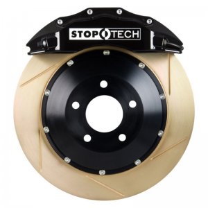 Porsche 911 Brake Kit - Front - Stoptech - Slotted 2-pc Rotors + Street Performance Pads + ST-60 Caliper - Black - `05-`10