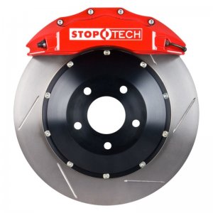 Porsche 911 Brake Kit - Front - Stoptech - 2pc Slotted 380x32mm Rotor + StopTech Street Performance Pads + ST-60 Caliper - Red - `04-`11