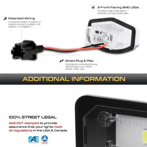 Honda Civic License Plate Bulbs - SPYDER - XTune License Plate Bulb Assembly - White 5500K - `01-`15