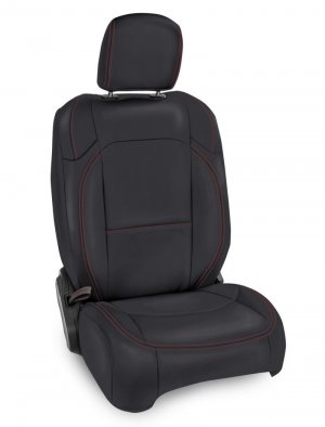 Jeep Gladiator Front Seat Covers - PRP Seats - Black with Red Stitching - `20-`24