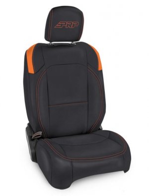 Jeep Gladiator Front Seat Covers - PRP Seats - Molle Back - Black/Orange - 2020+