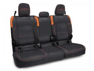 Jeep Gladiator Rear Seat Covers - PRP Seats - B055 (no Armrest), B056 (folding Armrest) - Black/Orange - 2020