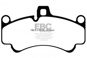 Porsche 911 Brake Pads - Front - EBC - Redstuff - 3.6L Twin Turbo - `01-`03