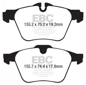 Jaguar F-TYPE Brake Pads - Front - EBC - Redstuff - 3.0L - Cast Iron Rotors - '14-'22 