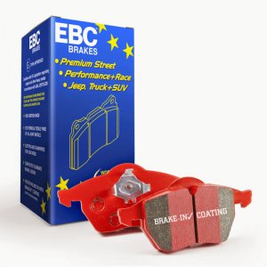 Jaguar F-TYPE Brake Pads - Rear - EBC - Redstuff - 3.0L - Cast Iron Rotors - '14-'23